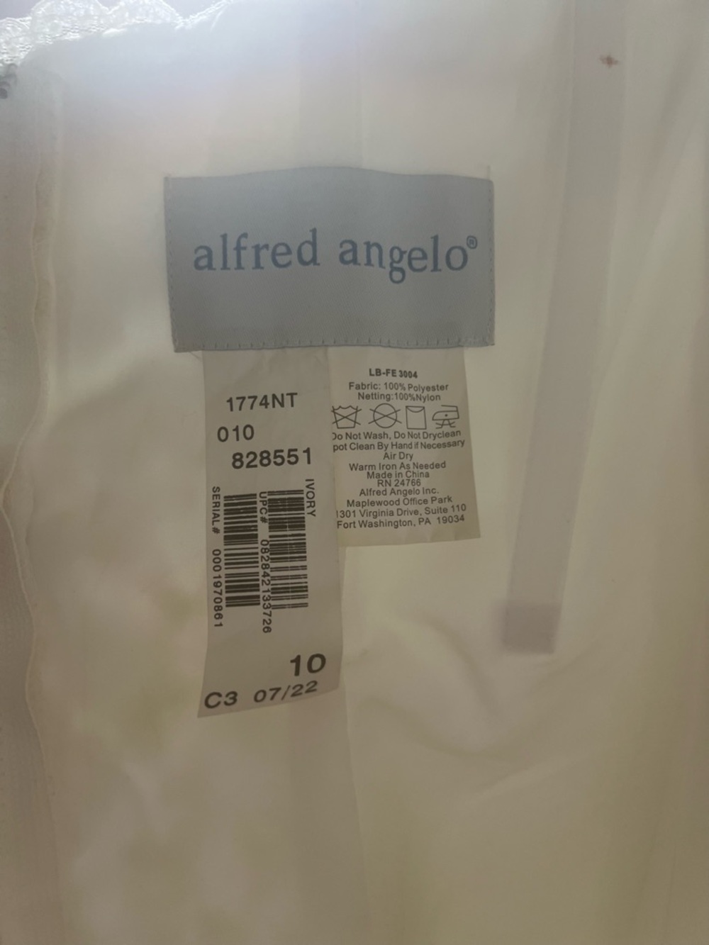 Alfred Angelo Ivory Lace High-Low Bridal Gown Sweetheart Strapless Size 10 - Picture 2 of 8